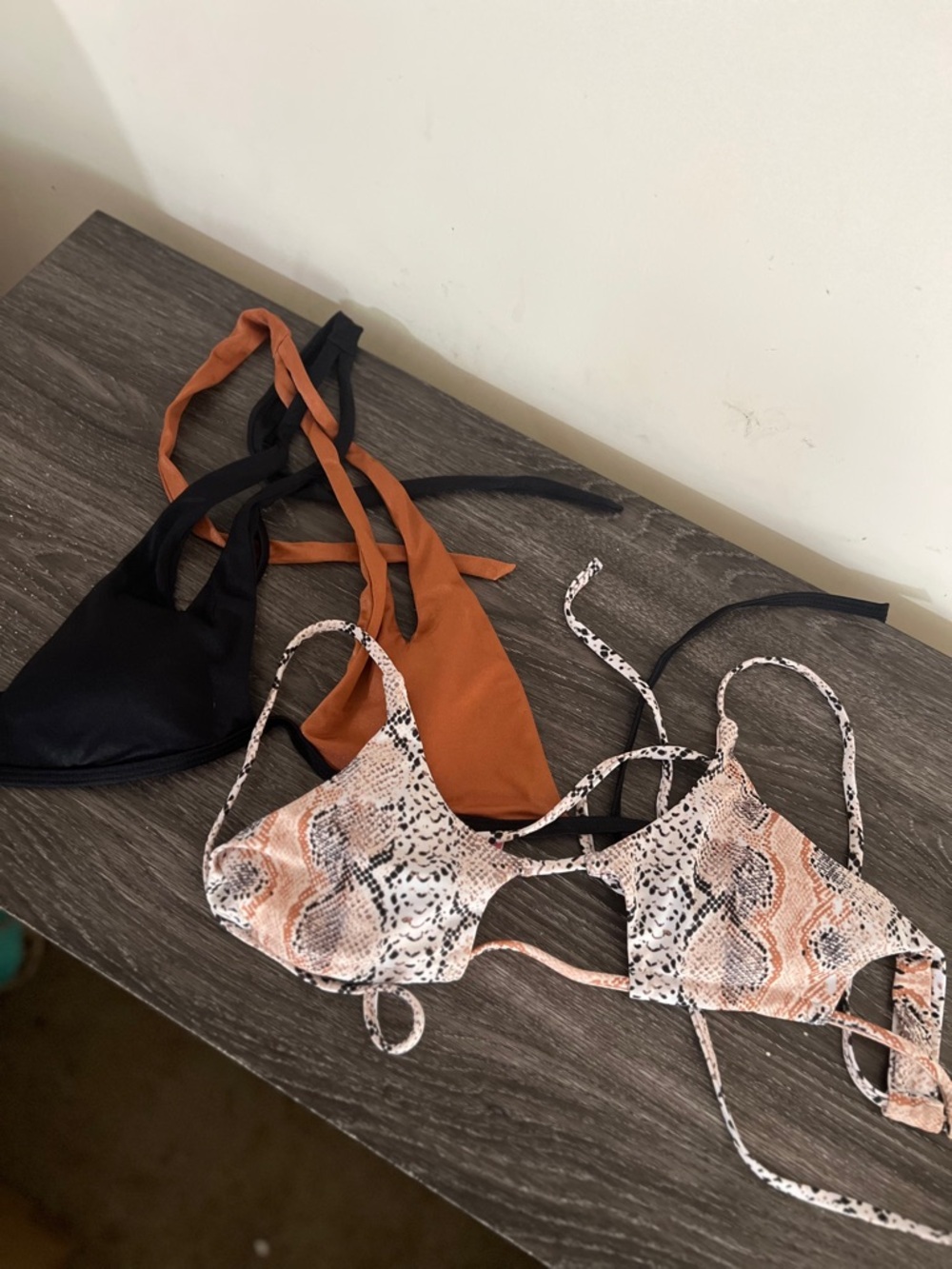 Black and Orange Cutout Bikini Tops